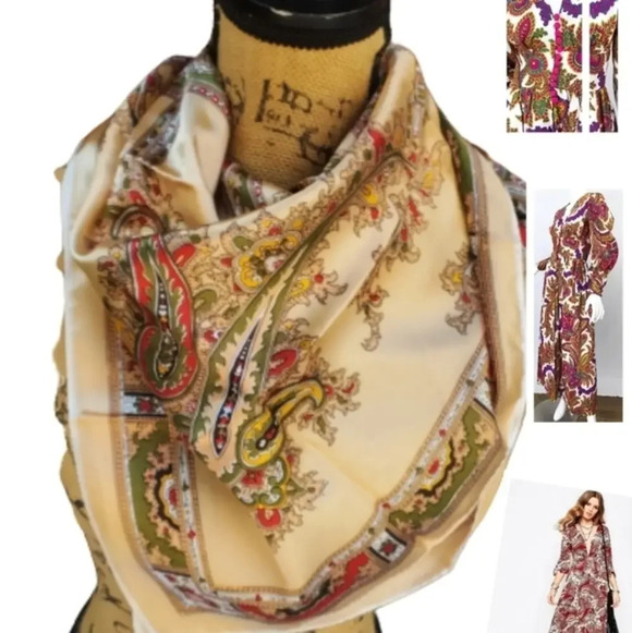 Vintage Golden Paisley scarf - Picture 1 of 8